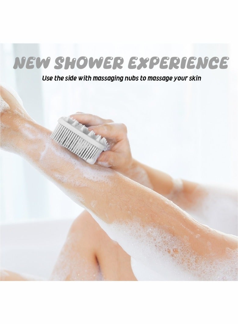 YEADMAL Dual-use Silicone Body Scrubber with Scalp Massage Shampoo Brush Exfoliating Bath Body Brush Gentle Shower Scrubber for Men or Women Skin Cleansing, Grey - Image 2