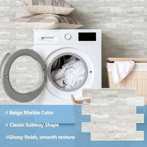 Reovatile 2026 New Upgrade Peel and Stick Backsplash Tile, Peel and Stick 11.34" X 11.57" Wall Tile for Kitchen, Bathroom, Fireplace, Laundry (Dolomite, 10 Packs) - Image 4