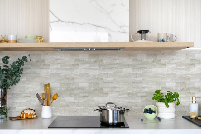 Reovatile 2026 New Upgrade Peel and Stick Backsplash Tile, Peel and Stick 11.34" X 11.57" Wall Tile for Kitchen, Bathroom, Fireplace, Laundry (Dolomite, 10 Packs) - Image 3