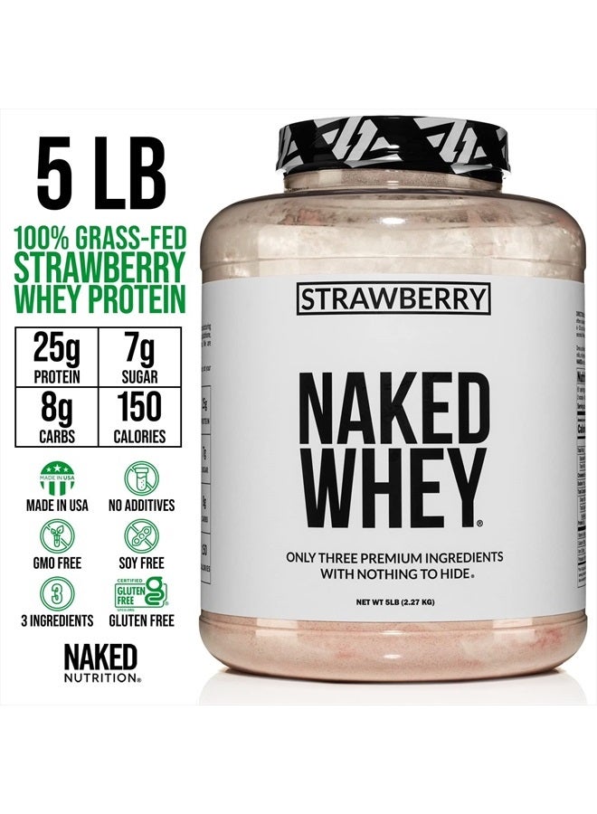 Nakd بروتين مصل اللبن بنكهة الفراولة - مسحوق بروتين مصل اللبن الطبيعي 100% من حليب الأبقار التي تتغذى على العشب + فراولة مجففة + سكر جوز الهند - 5 رطل بكميات كبيرة، خالي من الكائنات المعدلة وراثيًا، خالي من الصويا، خالي من الجلوتين. يساعد في نمو العضلات والتعافي - 61 حصة - Image 3