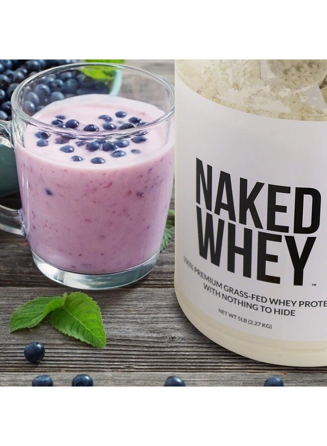 Nakd بروتين مصل اللبن بنكهة الفراولة - مسحوق بروتين مصل اللبن الطبيعي 100% من حليب الأبقار التي تتغذى على العشب + فراولة مجففة + سكر جوز الهند - 5 رطل بكميات كبيرة، خالي من الكائنات المعدلة وراثيًا، خالي من الصويا، خالي من الجلوتين. يساعد في نمو العضلات والتعافي - 61 حصة - Image 5