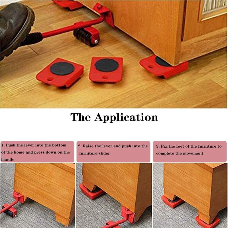 DHVAJ Furniture Movers Sliders Appliance Roller Heavy Duty Furniture Moving Pads Protects Floors Easy Moving Multicolour Plastic Square - Image 5