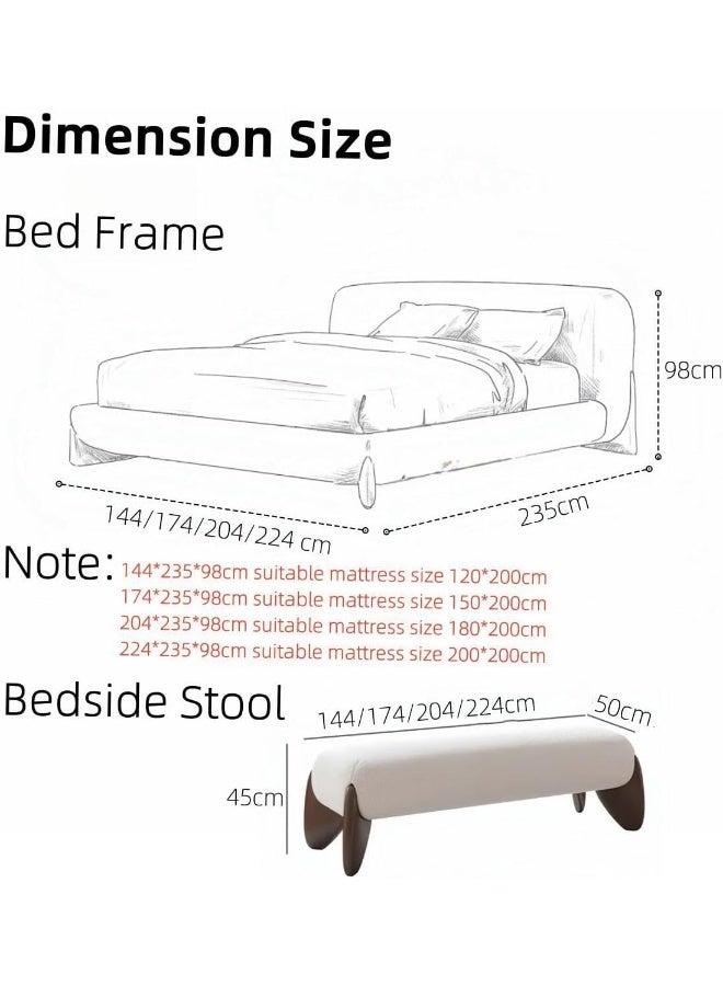 LUXURY LUXE Luxury Luxe Fleece Fabric Bed Frame with Upholstered Headboard - Solid Wood Structure, No Assembly Needed - Beige (W120xL200 to W200xL200 cm) (150 x 200 cm With Medical Mattress)  - Image 2