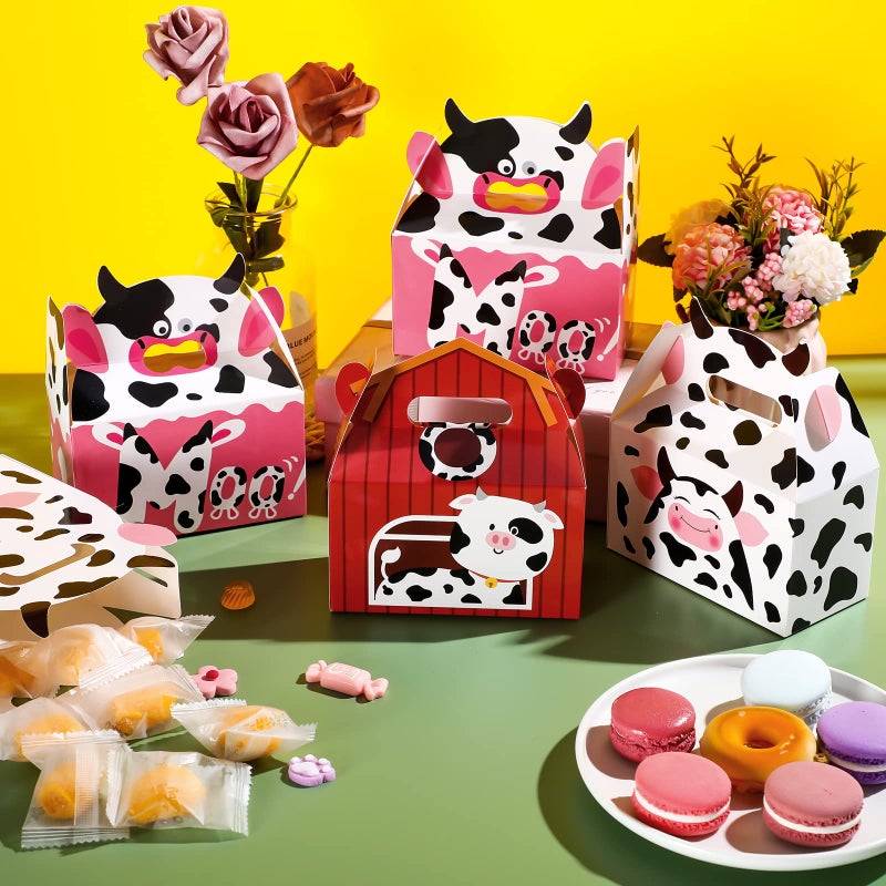 Nezyo 24 Pack Cow Party Favors Gifts Boxes for Candy Treats Goodies Animal Print Boxes for Farm Birthday Party Decorations Baby Shower Wedding Supplies - Image 5