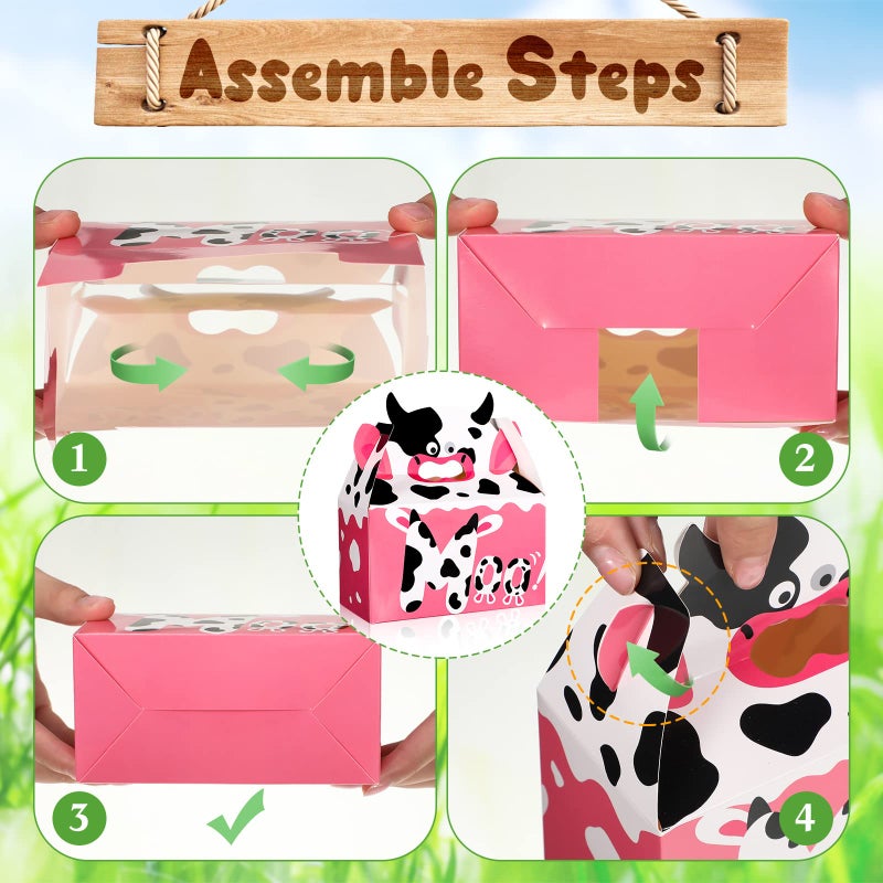 Nezyo 24 Pack Cow Party Favors Gifts Boxes for Candy Treats Goodies Animal Print Boxes for Farm Birthday Party Decorations Baby Shower Wedding Supplies - Image 4