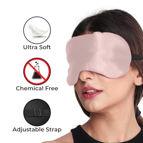 MAKSTILE Silk Sleeping Eye Mask For Meditation/Sleep Mask/Travel/Relaxing With Adjustable Straps&Complete Blindfold Blackout(Baby Pink Color Sleep Mask For Women/Men/Girls) - Image 3