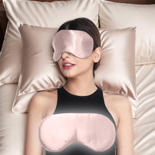 MAKSTILE Silk Sleeping Eye Mask For Meditation/Sleep Mask/Travel/Relaxing With Adjustable Straps&Complete Blindfold Blackout(Baby Pink Color Sleep Mask For Women/Men/Girls) - Image 1