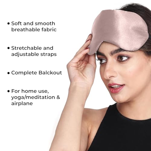 MAKSTILE Silk Sleeping Eye Mask For Meditation/Sleep Mask/Travel/Relaxing With Adjustable Straps&Complete Blindfold Blackout(Baby Pink Color Sleep Mask For Women/Men/Girls) - Image 4