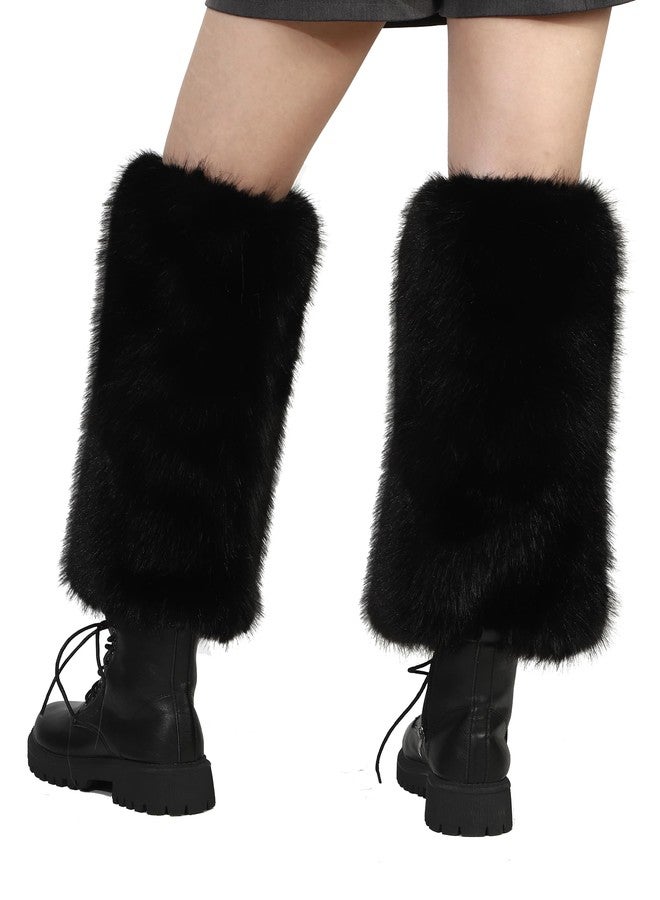 لا كاري جوارب ساق طويلة من الفرو الصناعي الناعم للنساء من LA CARRIE (أسود) - Image 4