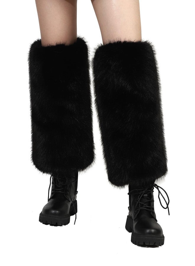 لا كاري جوارب ساق طويلة من الفرو الصناعي الناعم للنساء من LA CARRIE (أسود) - Image 1