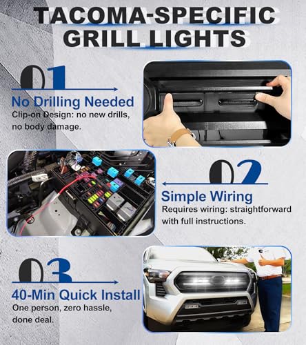 NEOXIST Direct-Snap LED Grill Lights for 2024 2025 2026 Toyota Tacoma Raptor Lights Front Grille Light Bar 4th Gen Tacoma Accessories (White, SR SR5 Only) - Image 5
