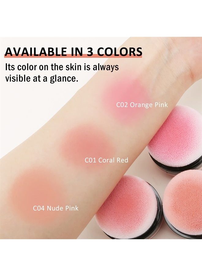 Boobeen Loose Powder Blush Air Cushion Blush, Natural Blusher for Cheeks, Highly Pigmented Blush Makeup Easy to Blend Makeup Blushin, All Day Wear - Image 3
