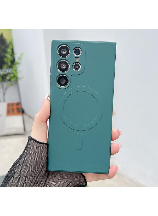 S-TOP Case For Samsung Galaxy S22 Ultra 5G Solid Color Liquid Silicone MagSafe Magnetic Phone Case - Image 1