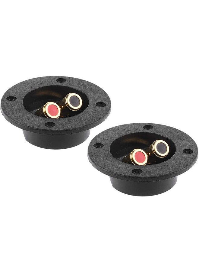 BLUECELL 1 Pair 3-Inch Double Binding Round Gold Plate Push Spring Loaded Jacks Speaker Box Terminal Cup - Image 1