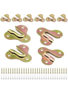 OCTOBER 10-Pack Heavy Duty Keyhole Hangers,Picture Frame Buckle Hanger Bracket,Mug Key Coat Hanging Rack,Wooden Board Wall Mount Keyhole Hanging Plates (Zinc Yellow)  - Image 1