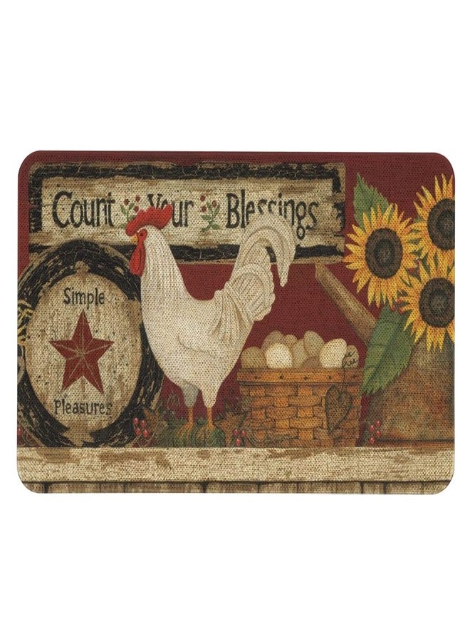 Roszwtit Farmhouse Kitchen Rugs and Mats, Farm Rooster Door Mat, Seasonal Washable Non-Slip Floor Mats for Home Kitchen Decor 30x17 Inch - Image 1
