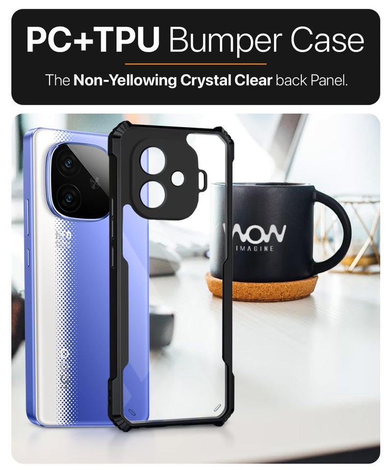 WOW IMAGINE Shock Proof Clear Protective Back Case for IQOO Neo 10R - AirEDGE Technology | 360 Degree Camera Protection | Transparent Hybrid Back Case Mobile Cover - Black - Image 4