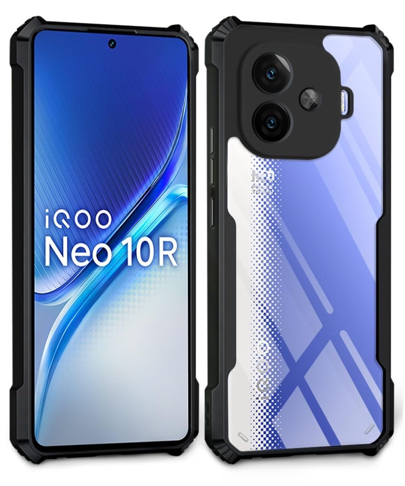 WOW IMAGINE Shock Proof Clear Protective Back Case for IQOO Neo 10R - AirEDGE Technology | 360 Degree Camera Protection | Transparent Hybrid Back Case Mobile Cover - Black - Image 2
