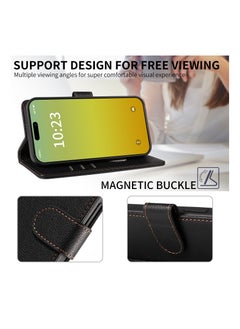 Royee Compatible with iPhone 15 Pro Max Wallet Case with Card Holder and Wrist Strap Wallet Flip Cover for iPhone 15 Pro Max 6.7inch, Black  - Image 4