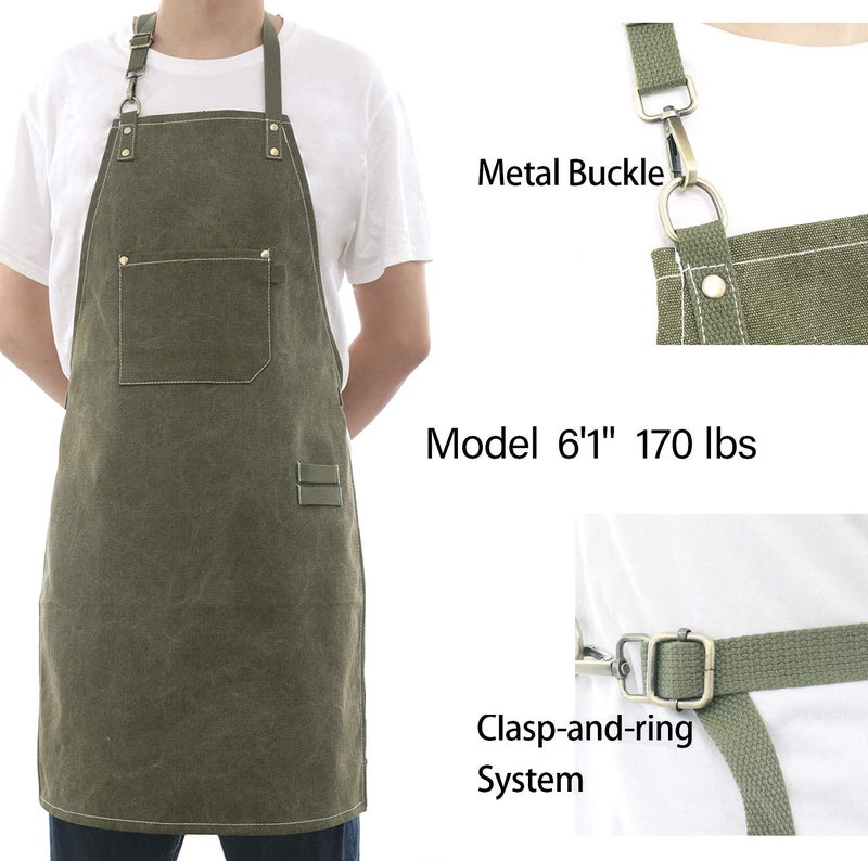 Tobyan No-Tie Canvas Apron Heavy-Duty 16OZ Work Apron with Front Pocket Extra Long Straps Adjustable Mâ€“XXL - Image 3