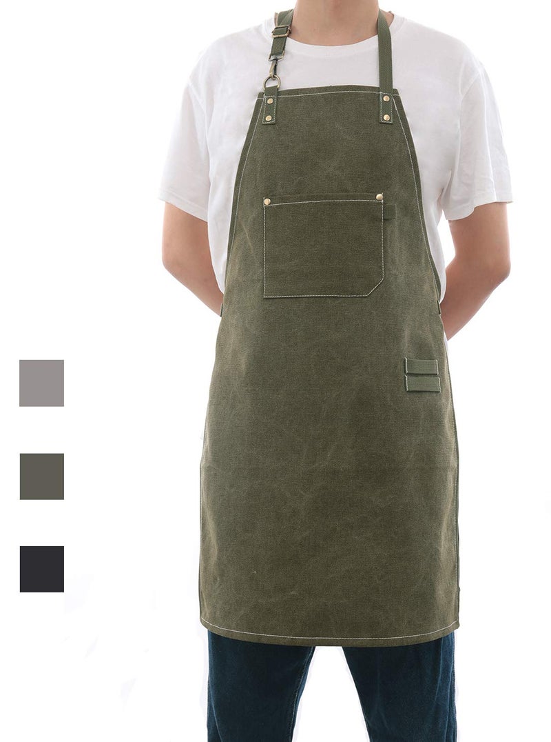 Tobyan No-Tie Canvas Apron Heavy-Duty 16OZ Work Apron with Front Pocket Extra Long Straps Adjustable Mâ€“XXL - Image 1