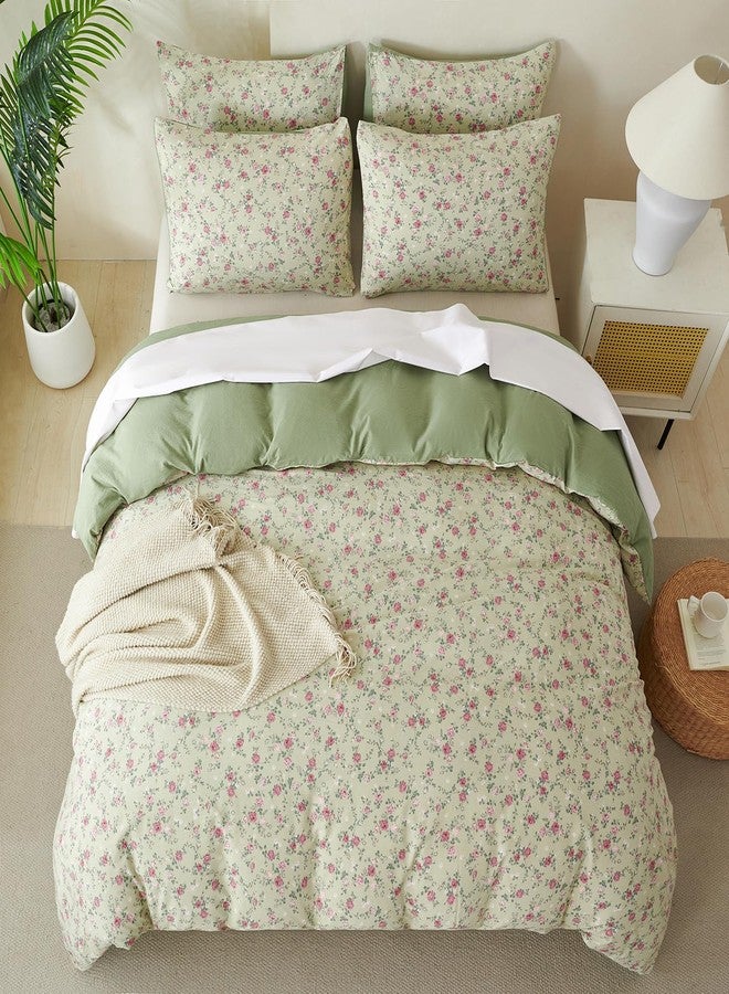 BUPIRD Floral Comforter Queen Set 3 Pieces Soft Cute Fresh Floral Bedding Lightweight Garden Style Floral Botanical Comforter for All Seasons and 2 Pillowcases - Image 3