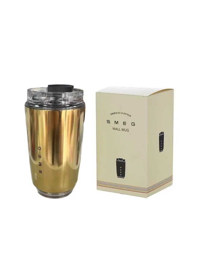 SMEG Retro Watanabe Gold 320ml Double-Walled Vacuum Stainless Steel Insulated Mug 360° Leak-Proof Car Travel Portable Coffee Cup One-Click Direct Drinking Hot and Cold Dual-Use Four Options Available - Image 2