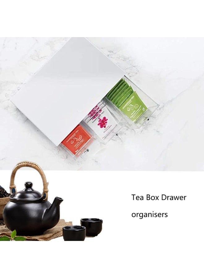 DUNISO Drawer-Style Desktop Storage Box With 3 Compartments, Tea Storage Box, Plastic Stackable, Transparent Drawer, Cosmetics Storage, Coffee, Tea, Sugar Bag Storage Rack - Image 5