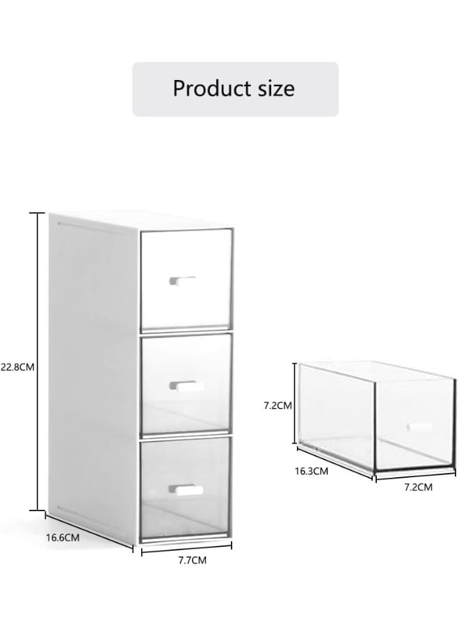 DUNISO Drawer-Style Desktop Storage Box With 3 Compartments, Tea Storage Box, Plastic Stackable, Transparent Drawer, Cosmetics Storage, Coffee, Tea, Sugar Bag Storage Rack - Image 2
