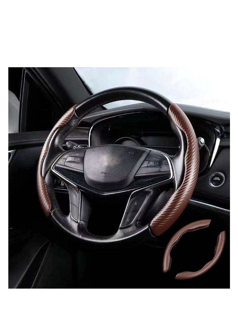SYOSI Carbon Fiber Pattern Steering Wheel Cover, Anti-Slip Segmented Steering Wheel Protector Car Accessory for Women&Man, Suitable for Most Models(Coffee) - Image 1