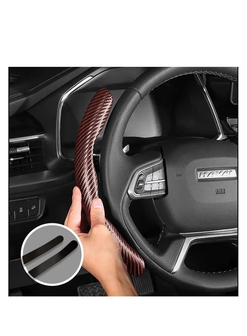 SYOSI Carbon Fiber Pattern Steering Wheel Cover, Anti-Slip Segmented Steering Wheel Protector Car Accessory for Women&Man, Suitable for Most Models(Coffee) - Image 4