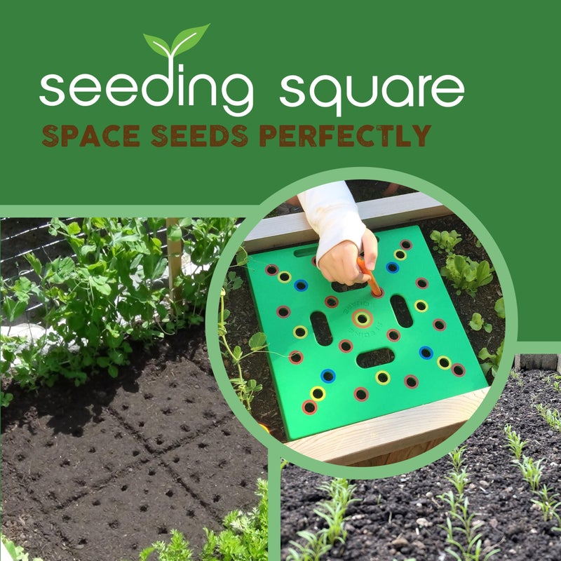 Seeding Square - Seed and Seedling Spacer Tool for Bigger Harvests, Organized Plants & Fewer Weeds – Color-Coded Gardening Template with Magnetic Dibber, Ruler & Planting Guide - Image 2