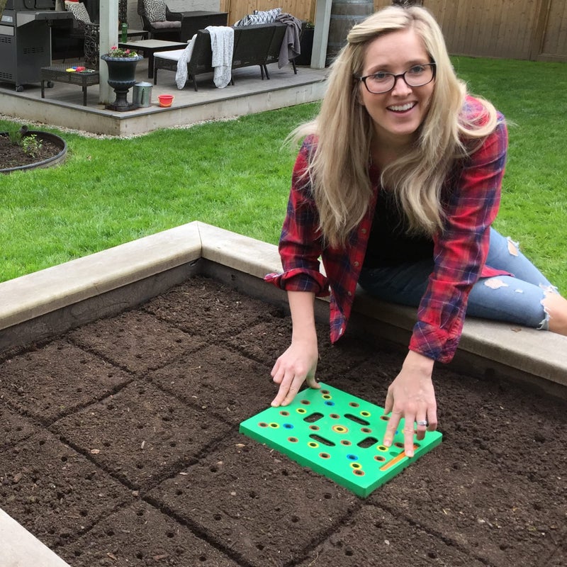 Seeding Square - Seed and Seedling Spacer Tool for Bigger Harvests, Organized Plants & Fewer Weeds – Color-Coded Gardening Template with Magnetic Dibber, Ruler & Planting Guide - Image 1