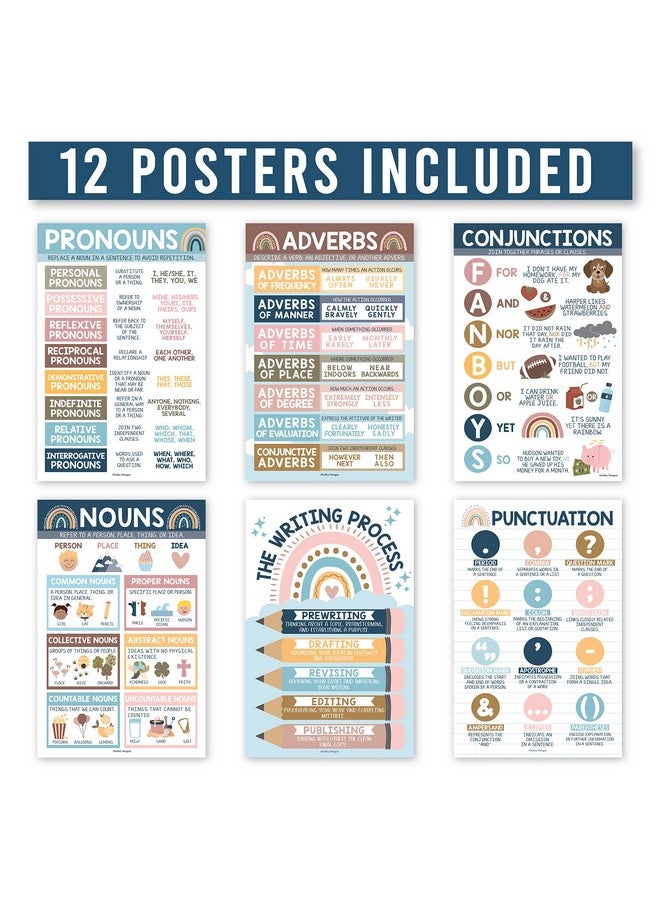 Hadley Designs Hadley Designs 12 Boho Parts of Speech Posters for Classroom Posters for Language Arts, Grammar Posters for Classroom, Kids Educational Posters for Elementary  - Image 3