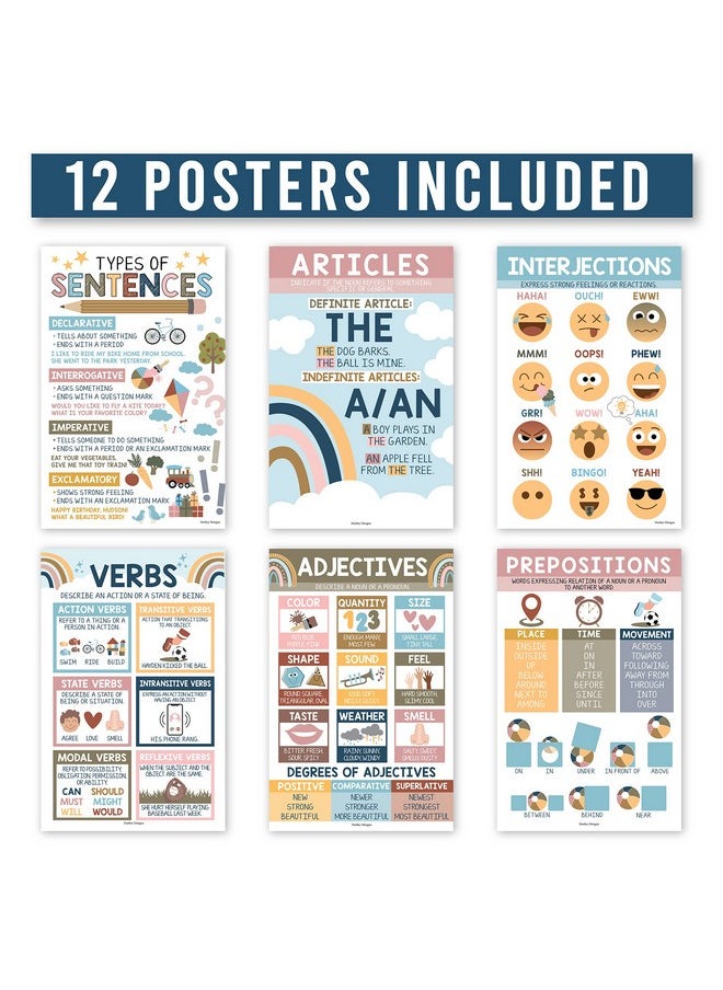 Hadley Designs Hadley Designs 12 Boho Parts of Speech Posters for Classroom Posters for Language Arts, Grammar Posters for Classroom, Kids Educational Posters for Elementary  - Image 2
