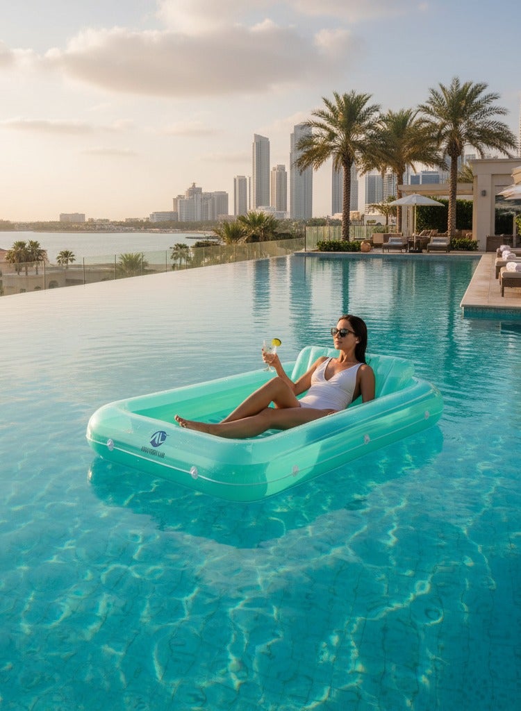 Adventure Lab Inflatable Pool Lounge Float with Pillow – Comfortable Inflatable Pool Float and Inflatable Pool Bed for Adults, Portable Pool Float Bed Adult and Floaty for Pool & Beach - Image 3