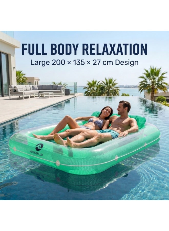Adventure Lab Inflatable Tanning Pool Lounge Float with Removable Pillow – Large 200 x 135 cm Suntan Pool Float for Adults, Personal Cooling Pool Raft, Heavy-Duty UV Resistant Vinyl Lounger for Pool, Beach & Summer Relaxation - Image 2