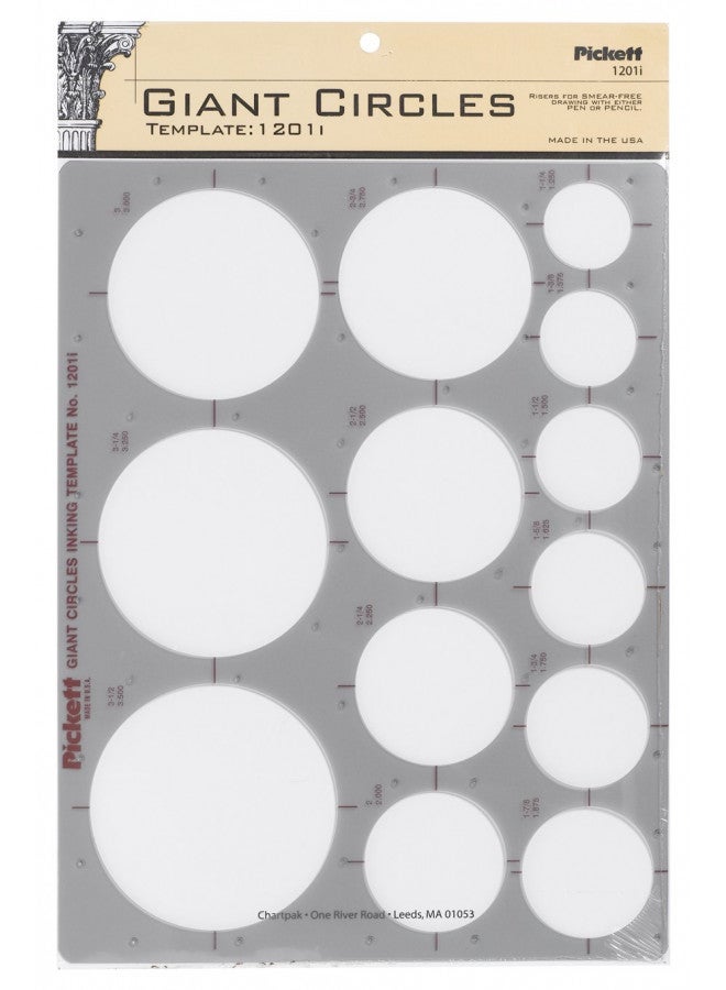Pickett Giant Circles Template, Circle Range 1-1/4 to 3-1/2 Inches in Diameter (1201I)