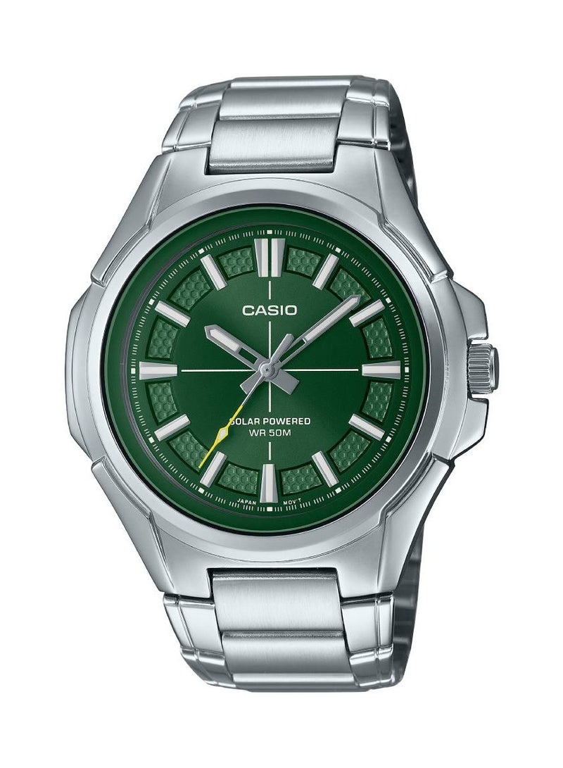 CASIO Analog Solar Green Dial Stainless Steel Men's Watch MTP-RS100D-3AV - Image 1