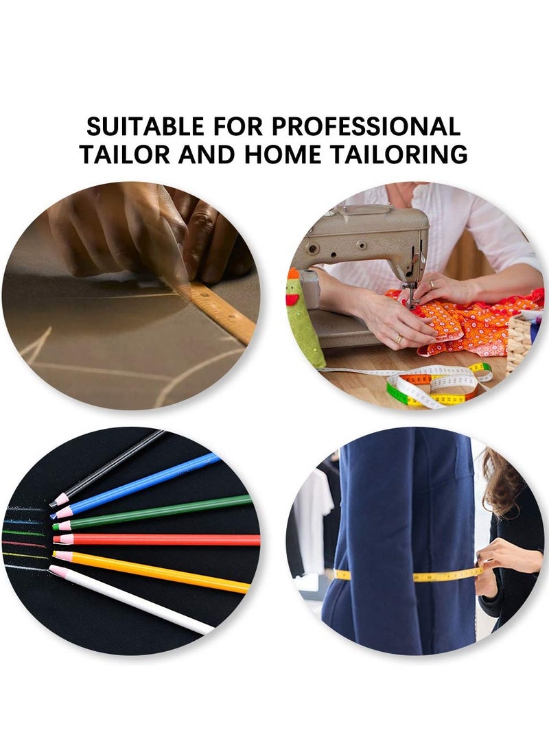 SUNSAR - 35 PCS Tailor's Chalk Kit with 10 Tailor's Chalk, 8 Sewing Marking Pencil ,6 Disappearing Fabric Marker Pen ,10 Multipurpose Sewing Clips and 1 Tape Measures - Image 1