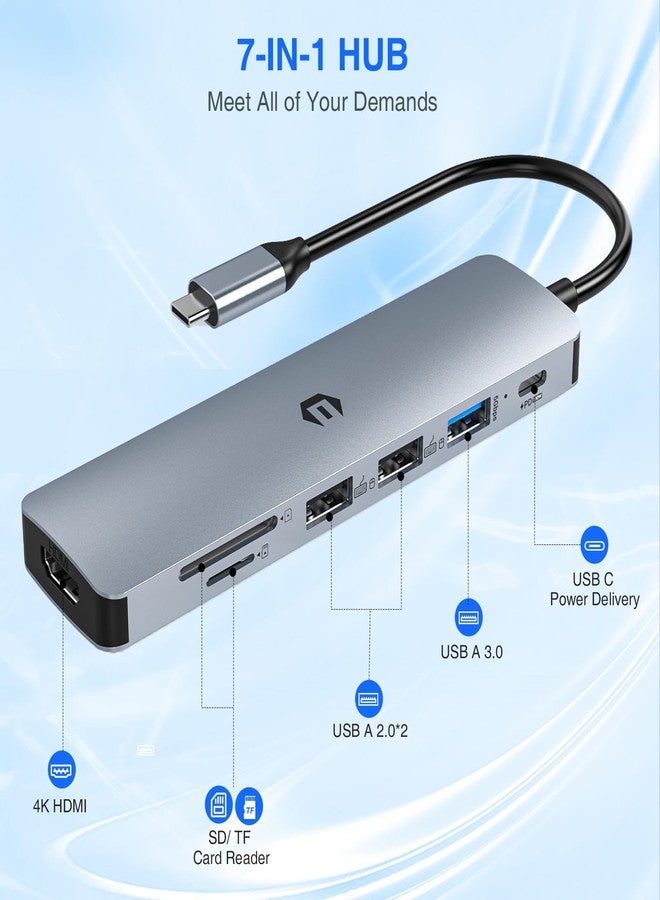 Totu USB C Hub,TOTU 7-in-1 Docking Station, Enabling Stunning 4K HDMI Visuals, Lightning-Fast 5Gbps File Transfers via 3 USB 3.0 Ports, SD/TF Read Card Access Dependable 100W PD Power Delivery Charging - Image 2