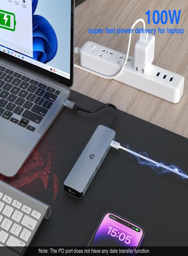 Totu USB C Hub,TOTU 7-in-1 Docking Station, Enabling Stunning 4K HDMI Visuals, Lightning-Fast 5Gbps File Transfers via 3 USB 3.0 Ports, SD/TF Read Card Access Dependable 100W PD Power Delivery Charging - Image 5