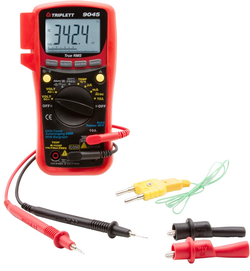 Triplett 9045 True RMS 6000 Count Digital Multimeter - AC/DC Voltage, AC/DC Current, Resistance, Continuity, Diode Test, and Capacitance - Image 2