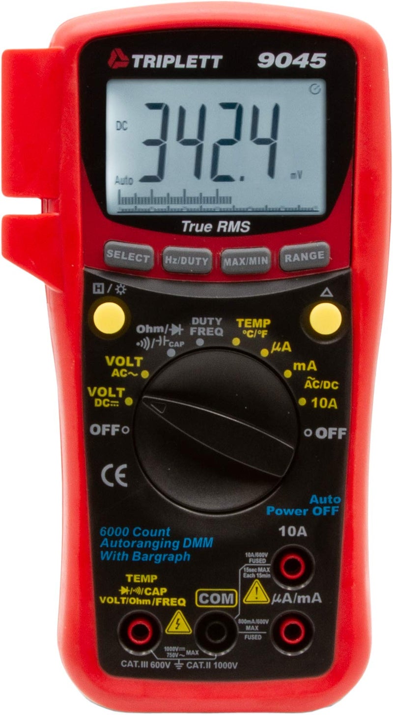 Triplett 9045 True RMS 6000 Count Digital Multimeter - AC/DC Voltage, AC/DC Current, Resistance, Continuity, Diode Test, and Capacitance - Image 1