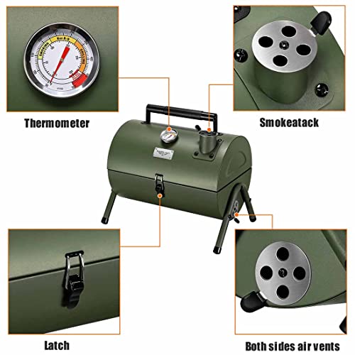 MAISON HUIS Small Charcoal Grill, Portable Tabletop BBQ Smoker for Outdoor Camping,Mini Grill for Tailgating, Hiking & Picnic, (Green) - Image 3