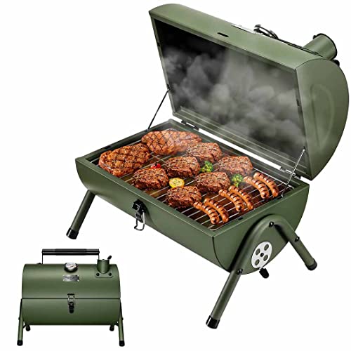 MAISON HUIS Small Charcoal Grill, Portable Tabletop BBQ Smoker for Outdoor Camping,Mini Grill for Tailgating, Hiking & Picnic, (Green) - Image 1