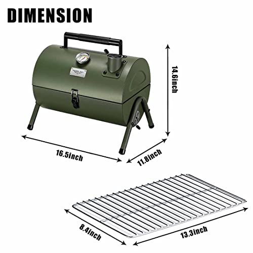MAISON HUIS Small Charcoal Grill, Portable Tabletop BBQ Smoker for Outdoor Camping,Mini Grill for Tailgating, Hiking & Picnic, (Green) - Image 2