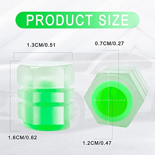 Careflection || Luminous Wheels Cap Tire Valve Stem, Glow Luminous at Night, Air Caps Cover Fluorescent, Illuminated Auto Car Wheel Valve Stem Caps Cover for SUV, Motorcycles, Truck (4 PCS, Green) - Image 2