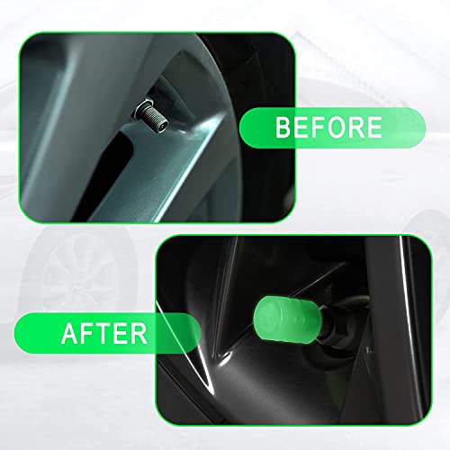 Careflection || Luminous Wheels Cap Tire Valve Stem, Glow Luminous at Night, Air Caps Cover Fluorescent, Illuminated Auto Car Wheel Valve Stem Caps Cover for SUV, Motorcycles, Truck (4 PCS, Green) - Image 4