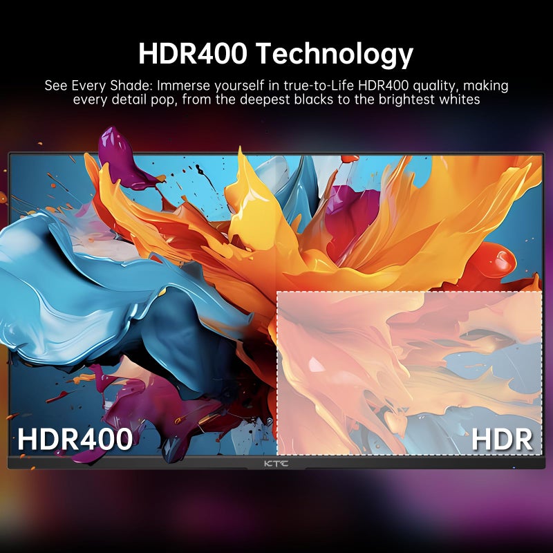 KTC 24 inch 190Hz/180Hz Gaming Monitor,HDR 400 Fast IPS Screen,FHD 1080P Monitor, 133% sRGB,AdaptiveSync,1ms Response Time,HDMI *2&DP*1,Tilt Adjustable, Eye Care - Image 4